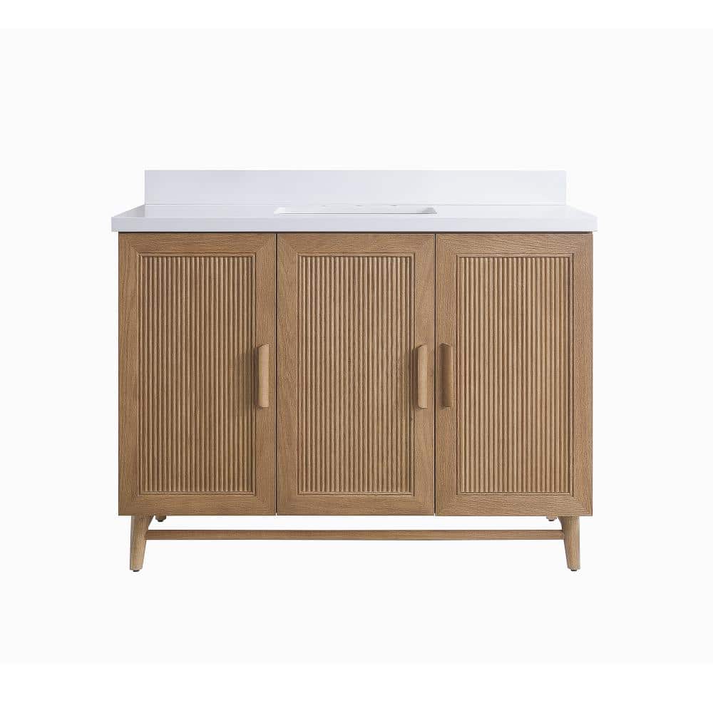 48 in. Freestanding Light Coffee Bath Vanity with White Engineered Marble Top Assembled price history on PriceWatchPro