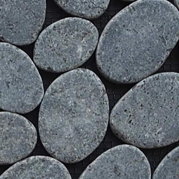 Pebble Marble Mosaic Tile Sample Color Black 4 in. x 6 in.