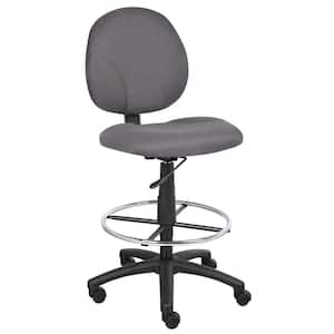 Gray Fabric Drafting Stools with Foot Ring