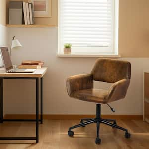 Ross Suede Adjustable Height Seat with Upholstery and Mid-Back Support Office Chair in Brown for Ergonomic, with Arms