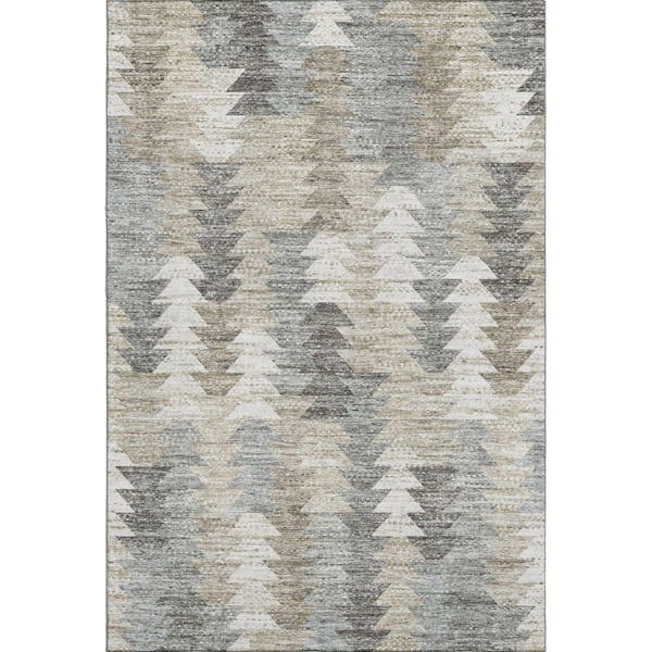 Mayfield Premium Machine Washable Indoor/Outdoor Geometric AMF632 Taupe 3 ft. x 5 ft. Area Rug