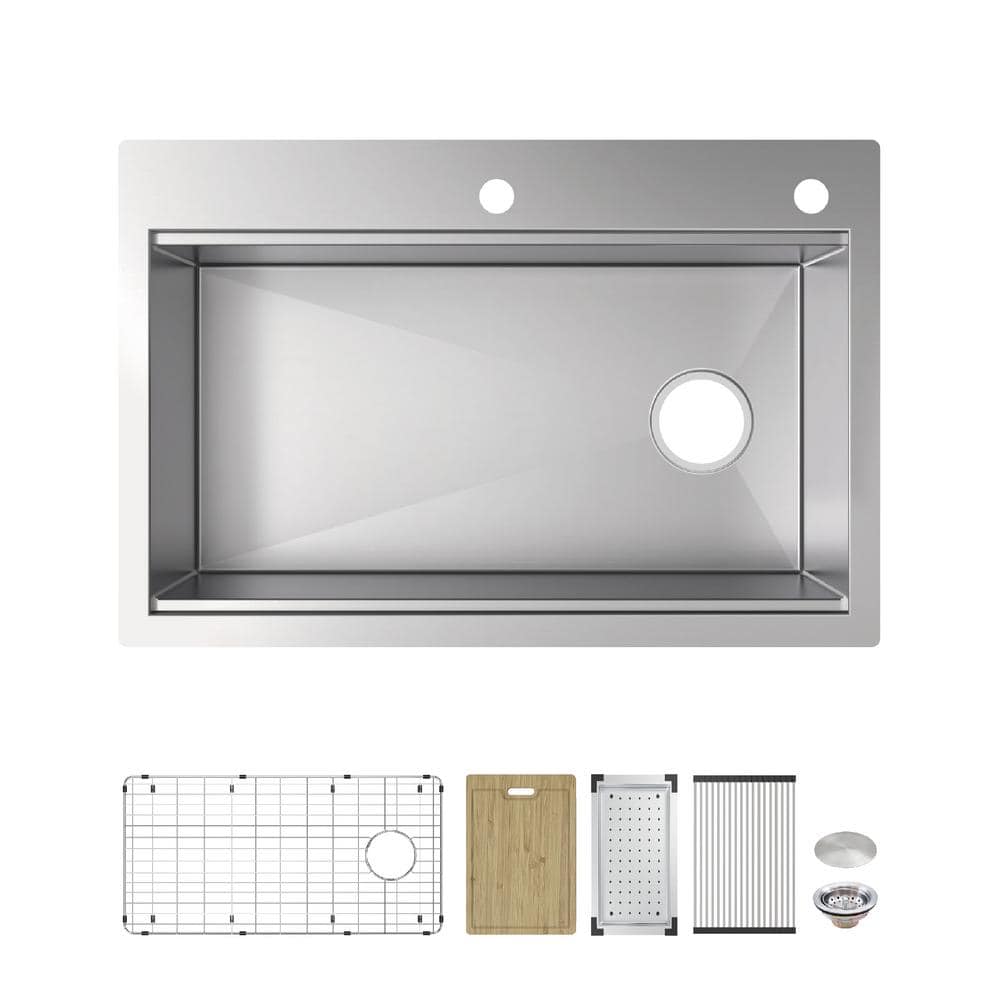 Glacier Bay Professional Zero Radius 33 in. Drop-In Single Bowl 16