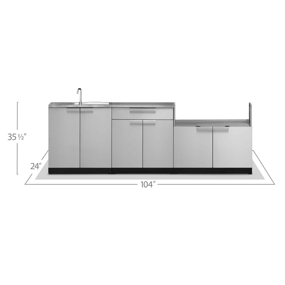 Stainless Steel Outdoor Kitchen Base Cabinet with Sink and Countertop
