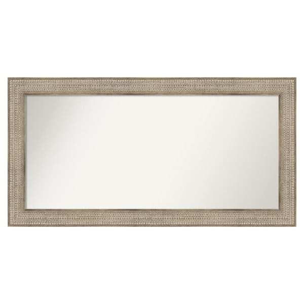 Amanti Art Trellis Silver 52 in. x 27 in. Custom Non-Beveled Wood Framed Bathroom Vanity Wall Mirror