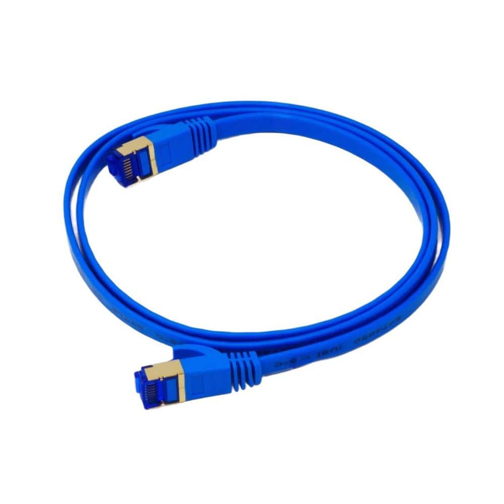 QualGear 3 ft. CAT 7 Flat High-Speed Ethernet Cable - Blue