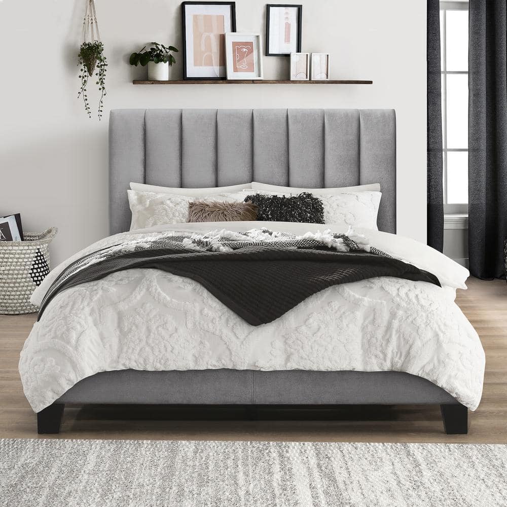 Crestone Upholstered Adjustable Height Full Platform Bed, Silver/Gray -  Hillsdale Furniture, 2682-460