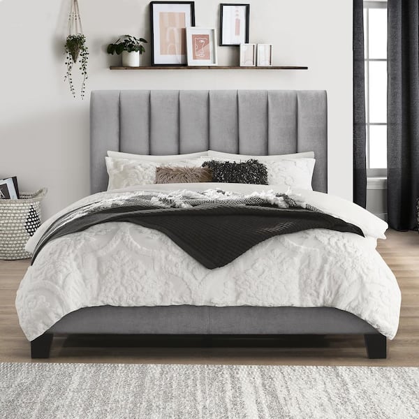Hillsdale Furniture Crestone Upholstered Adjustable Height Full Platform Bed, Silver/Gray