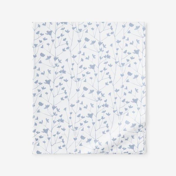 The Company Store Company Cotton Ivy White Multicolored 300-Thread Count Rayon Made From Bamboo Sateen Twin/Twin XL Flat Sheet