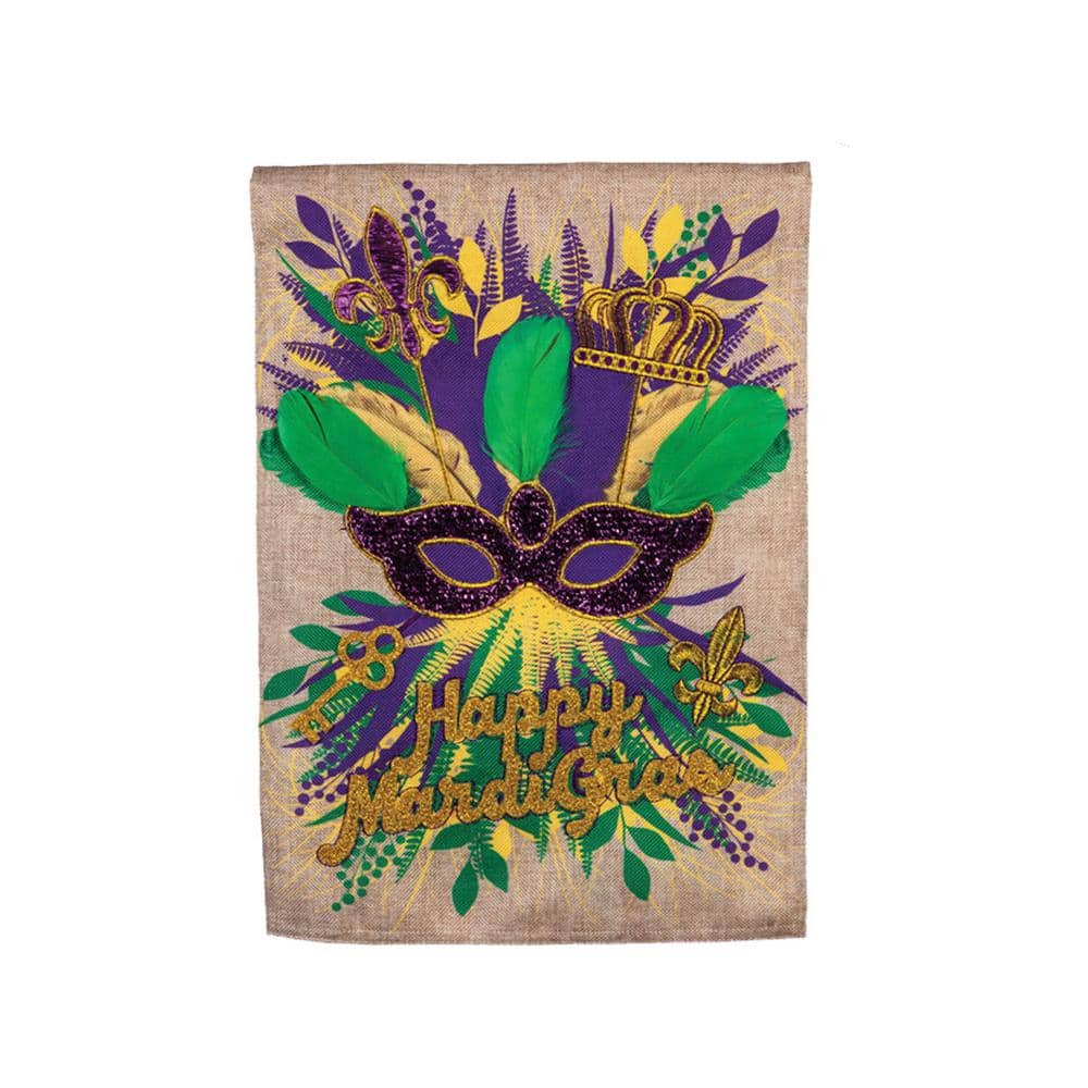 Mardi Gras Green and Purple Burlap House Flag