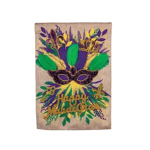 2-1/3 ft. x 3-2/3 ft. Mardi Gras Swag House Burlap Flag