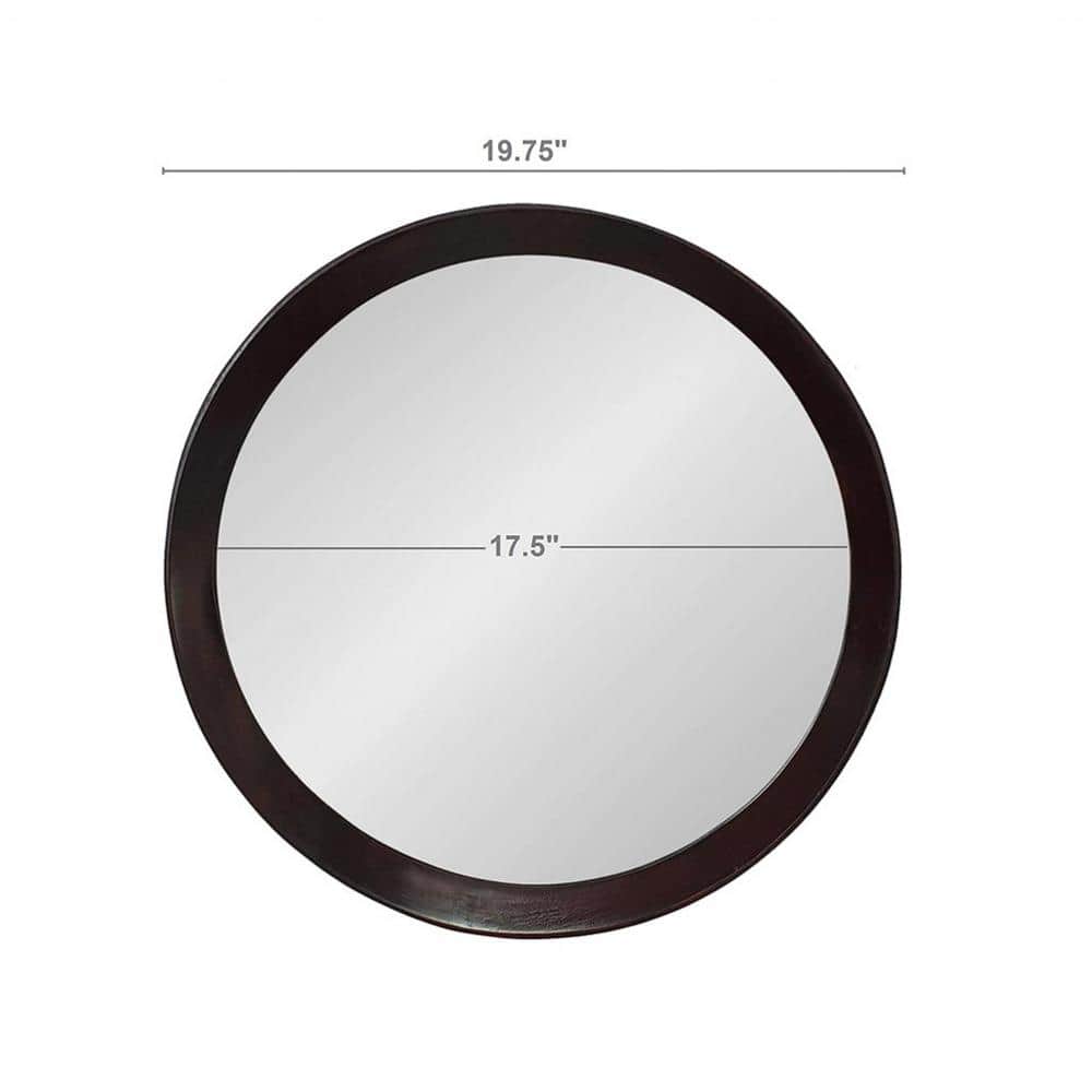 Small Round Dark Brown Mango Wood Decorative Mirror