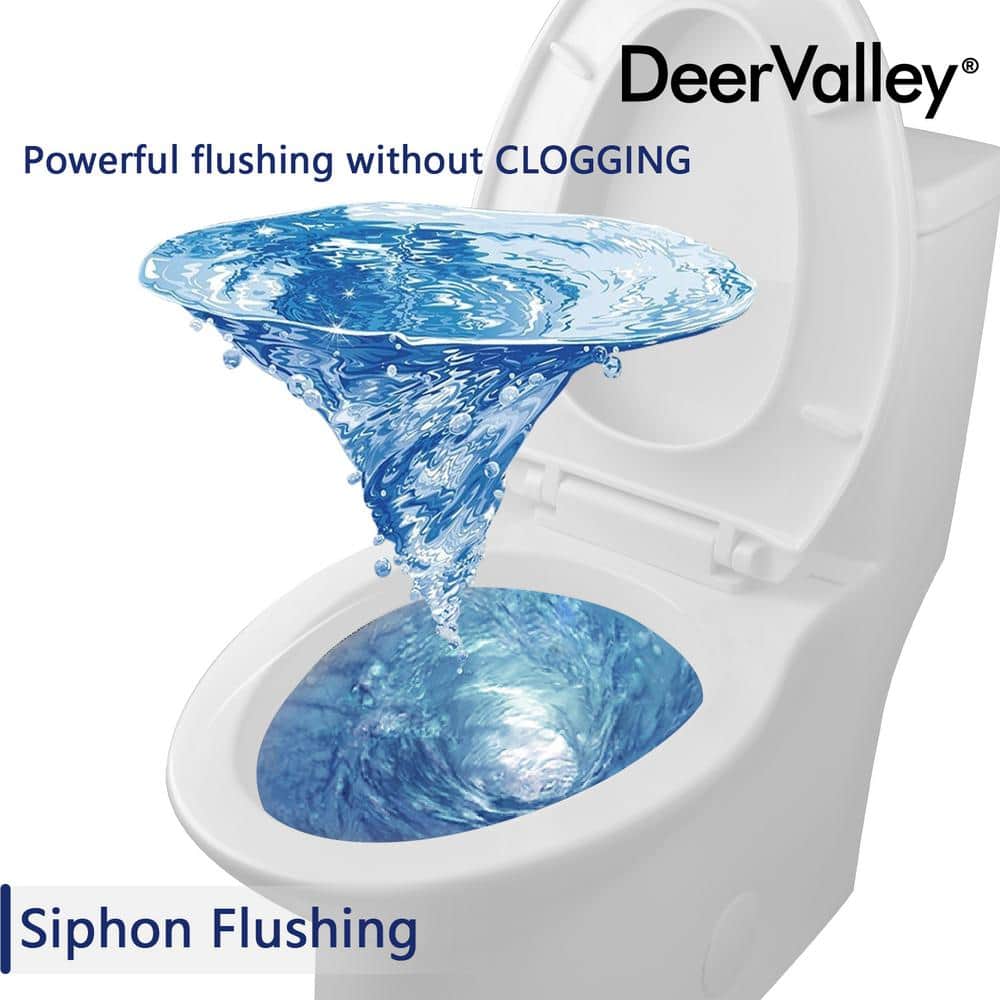 White Ceramic Dual Flush Elongated One-Piece Toilet