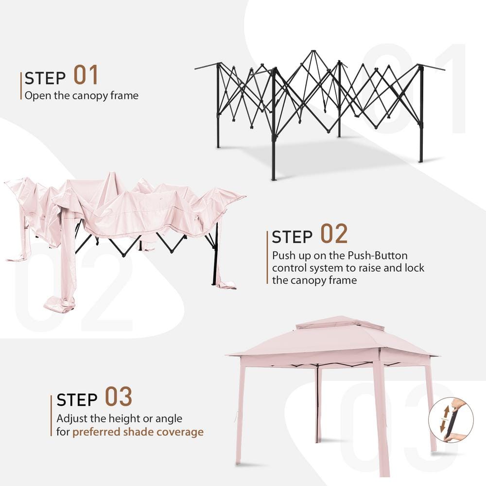 Pink Steel 11' x 11' Patio Gazebo with Mosquito Netting
