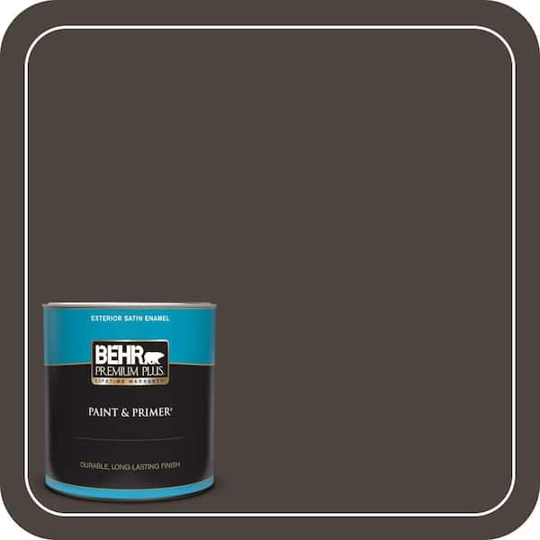 BEHR PREMIUM PLUS 1 qt. #PPU5-01 Espresso Beans Satin Enamel Exterior Paint & Primer