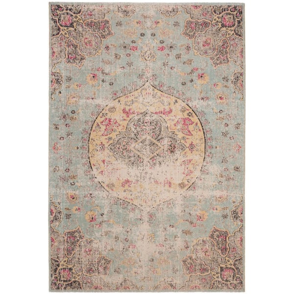 Montage Blue/Multi 5 ft. x 8 ft. Distressed Medallion Indoor/Outdoor Area Rug
