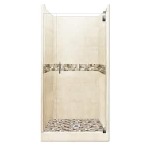 Tuscany Grand Hinged 38 in. x 38 in. x 80 in. Center Drain Alcove Shower Kit in Desert Sand and Chrome Hardware