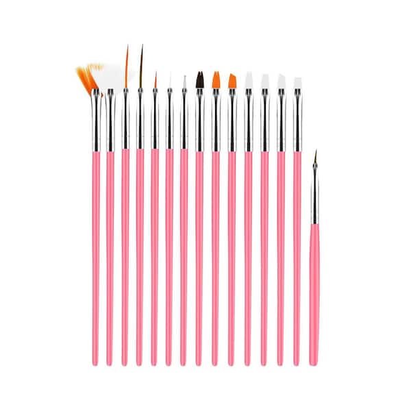 15-Piece Cake Decorating Brush Set with Soft Synthetic Bristles, Paint Brushes for Cookie, Fondant, and Sugar Art, Pink
