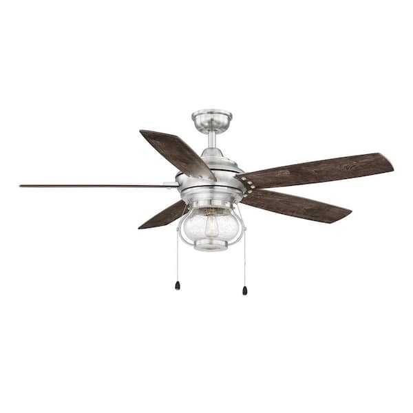 Raina 52 in. LED Outdoor Brushed Nickel Ceiling Fan with Light