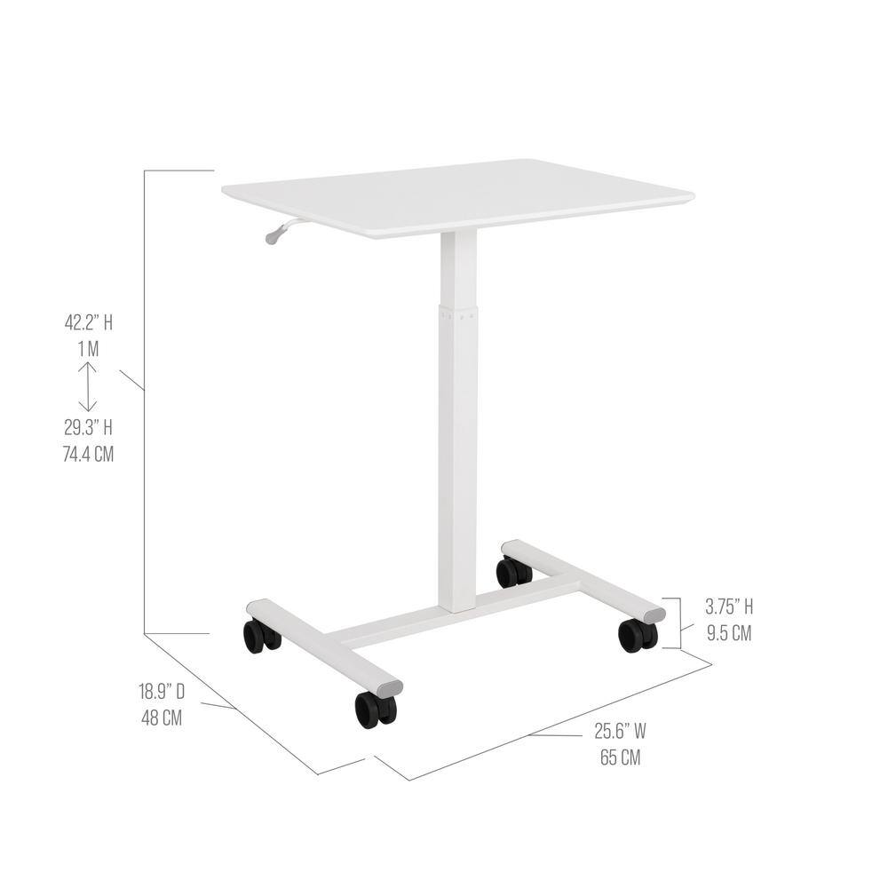 White Adjustable Height Mobile Rolling Laptop Cart Desk