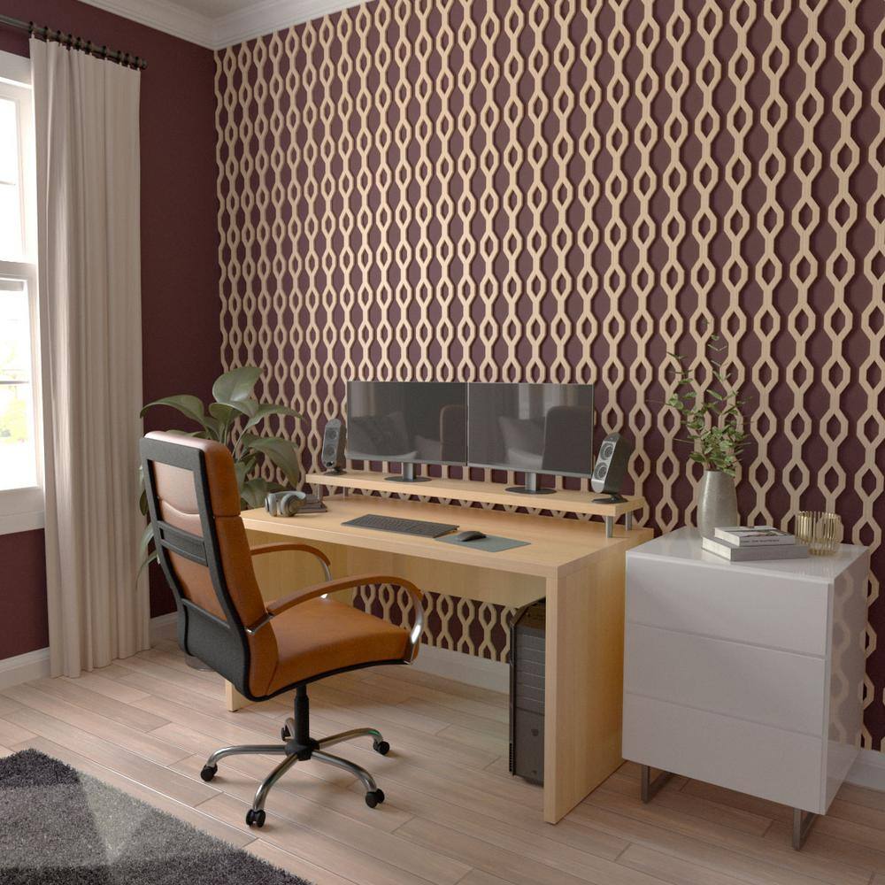 47" Hickory Adjustable Wood Slat Wall Panel Kit