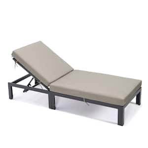 Chelsea Modern Aluminum Outdoor Chaise Lounge Chair with Beige Cushions