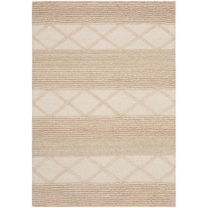 Natura Beige Doormat 3 ft. x 5 ft. Striped Geometric Area Rug