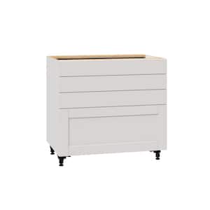 Shaker Assembled 36x34.5x24 in. 4-Drawer Base Cabinet with Metal Drawer Boxes in Vanilla White