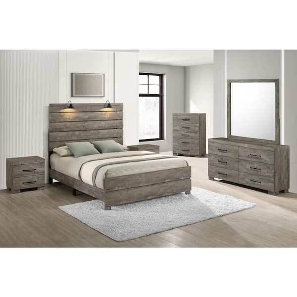 Best Quality Furniture Nico 6-Piece Antique Grey Color Wood