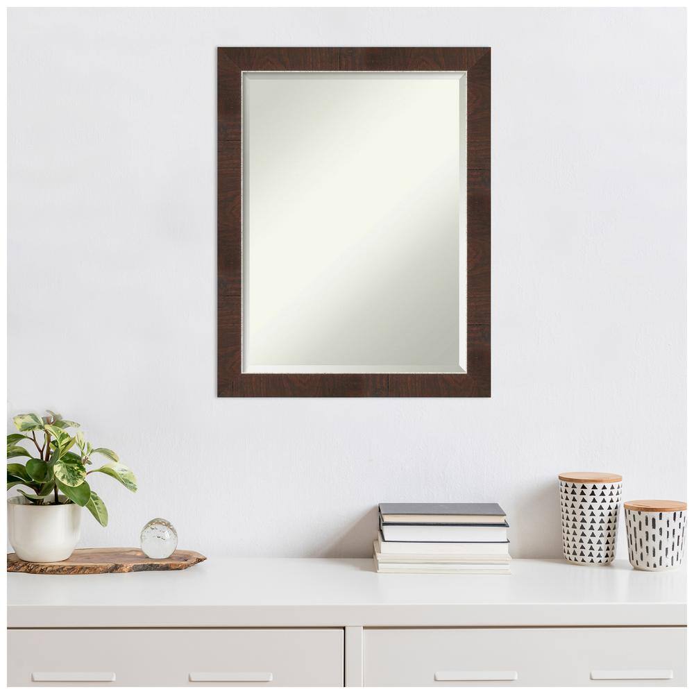 Wildwood Brown and Silver Wood Framed Rectangular Wall Mirror