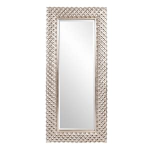 Oversized Rectangle Bright Silver Hooks Modern Mirror (71 in. H x 32 in. W)