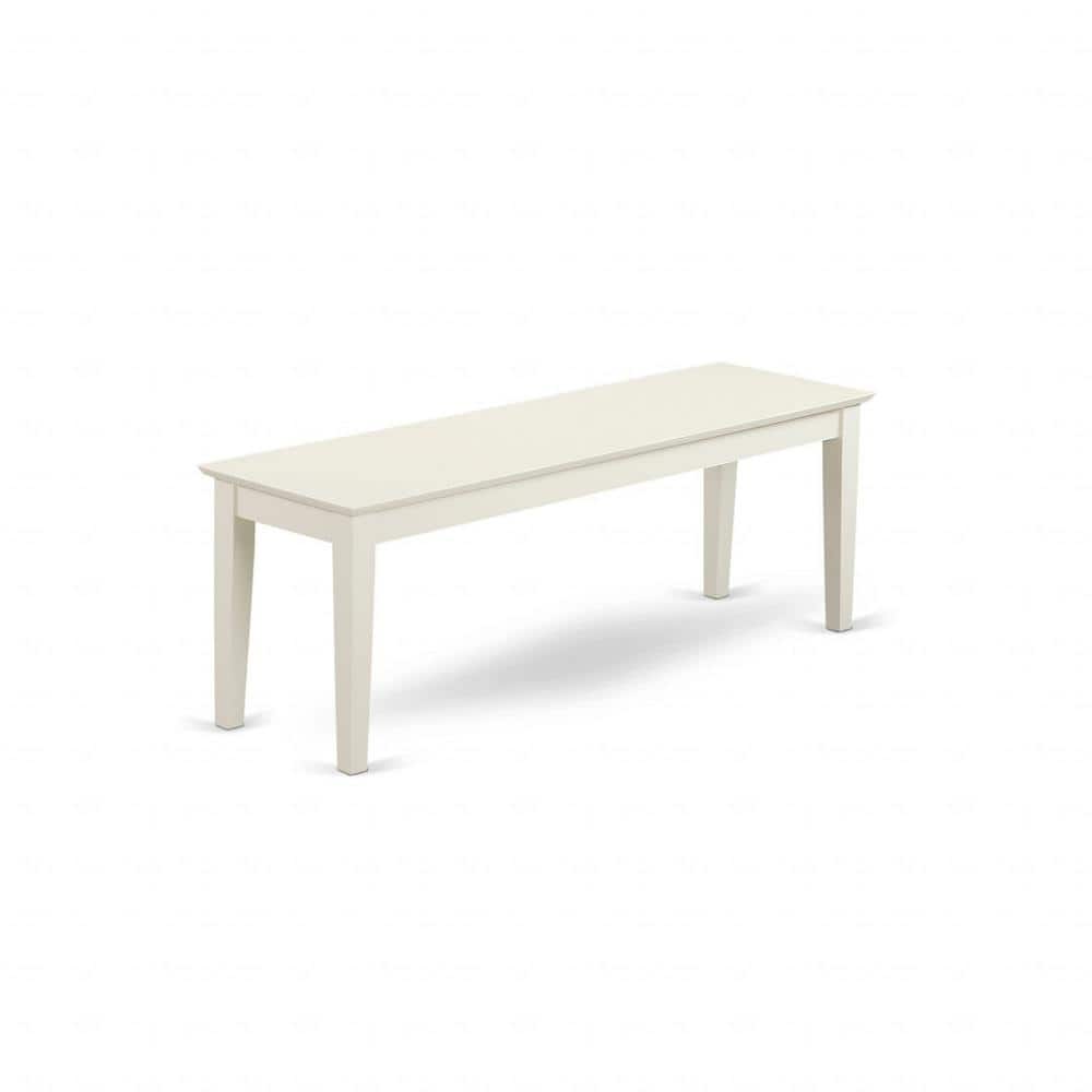 Linen White Finish Dining Bench with Solid Wood Seat 15 in.