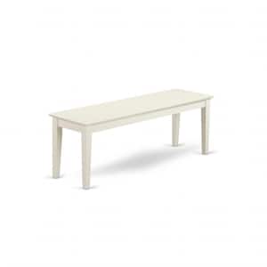 Linen White Finish Dining Bench with Solid Wood Seat 15 in.