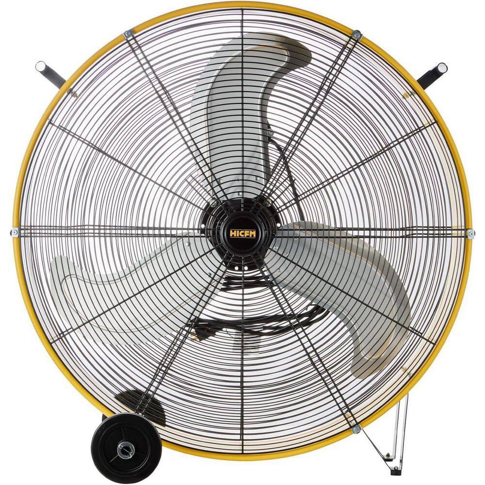 Atemomen 30 in. yellow drum fan, 1/3HP motor, 9-ft cord. 13000 CFM. Ideal for industry, it ventilates well in factories