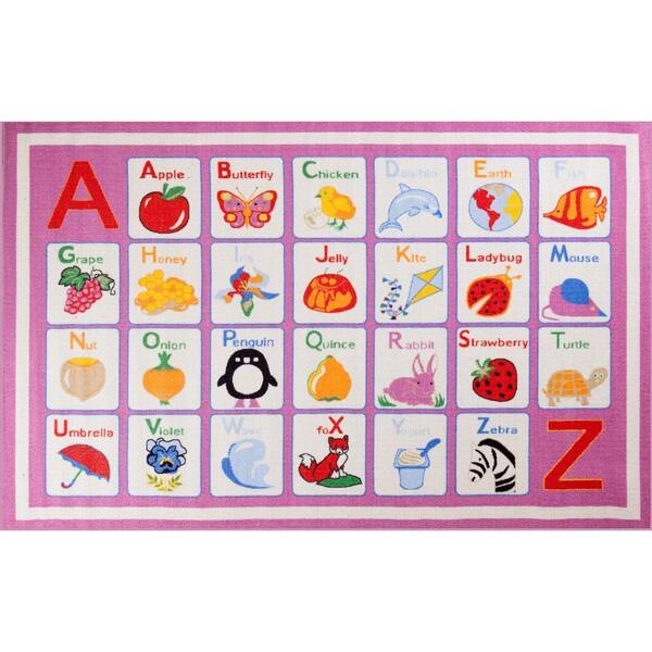 Concord Global Trading Fun Time Alphabet Pink 4 ft. x 6 ft. Area Rug