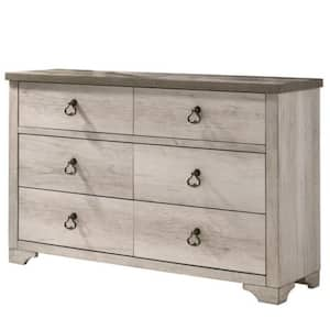 16 in. Brown 6-Drawer Wooden Dresser Without Mirror