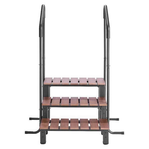Hot Tub Steps with Handrail, 3-Step 25.2 in. Wide Outdoor Spa Stairs for Above Ground Pool or In Ground Pool
