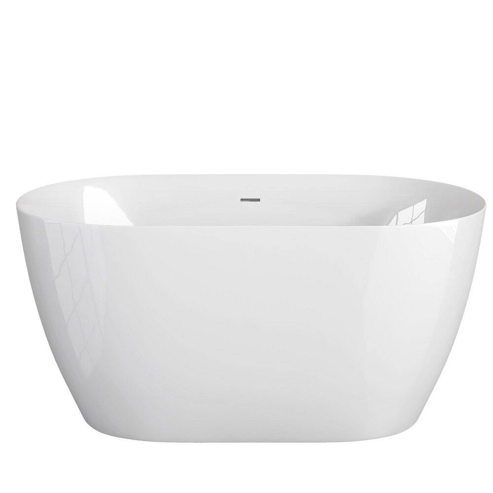 47 in. W x 27.5 in. Soaking Bathtub Acrylic Tubs Stand Alone Oval Free Standing Tub Freestanding in White price history on PriceWatchPro