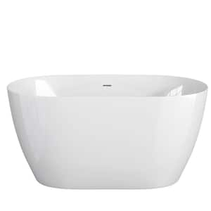 47 in. W x 27.5 in. Soaking Bathtub Acrylic Tubs Stand Alone Oval Free Standing Tub Freestanding in White