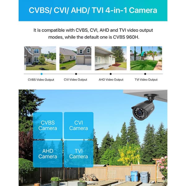 2MP CCTV Hardwired Outdoor Security Camera Hybrid 4-in-1 TVI/CVI/AHD/CVBS For 960H,720P,1080P,5MP,4K analog DVR System