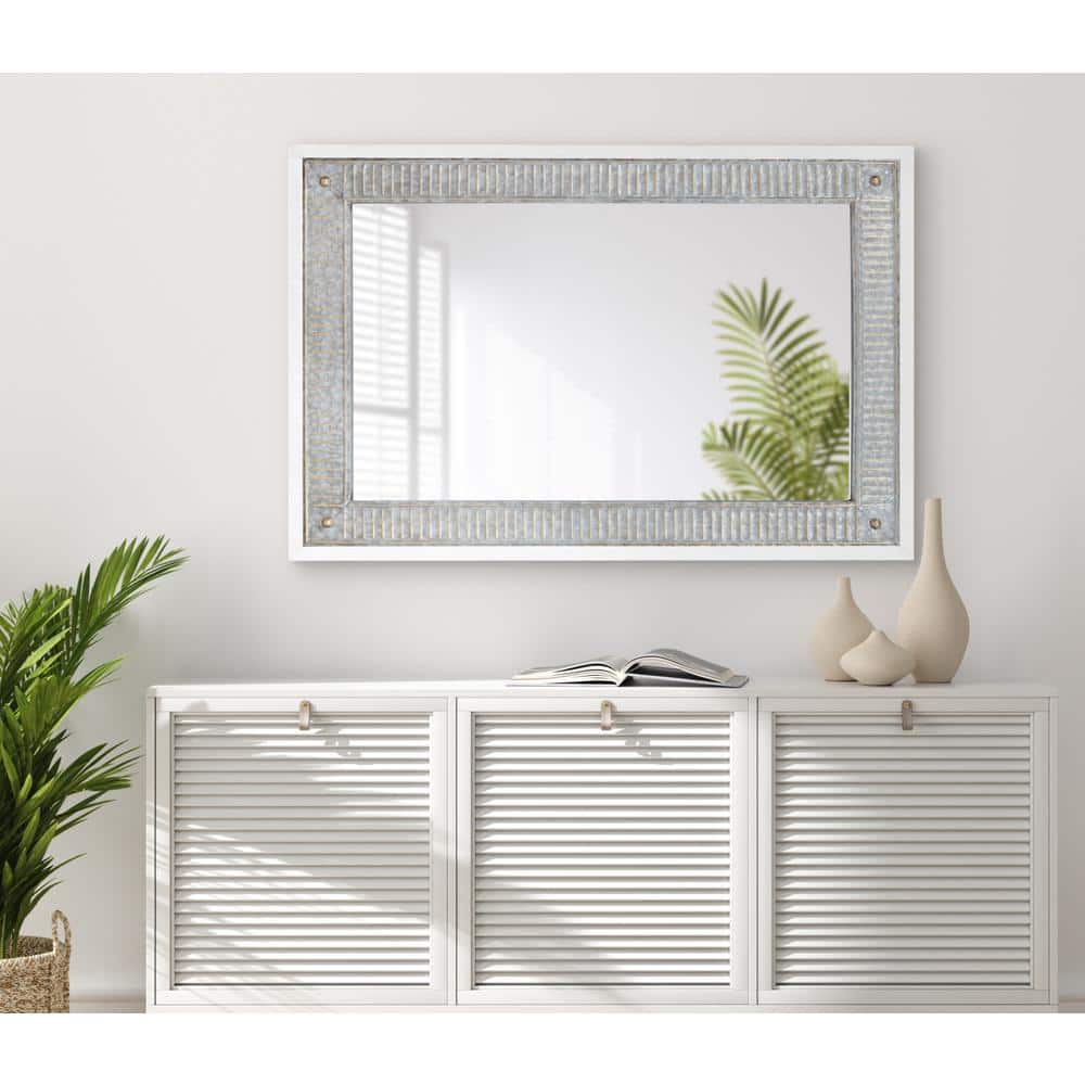 Deely 43.5" White Rectangular Wood Wall Mirror