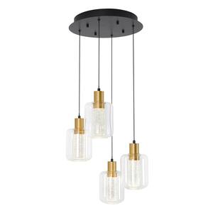 Essence Globe 25-Watt Integrated LED Black and Gold Modern Pendant Chandelier Light Fixture for Dining Room or Kitchen