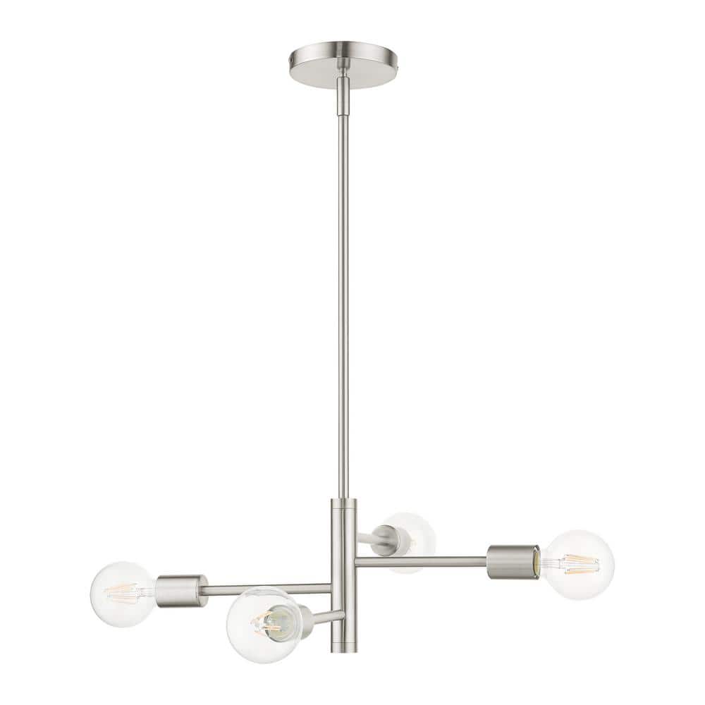 Bannister Contemporary 4-Light Asymmetrical Chandelier in Brushed Nickel
