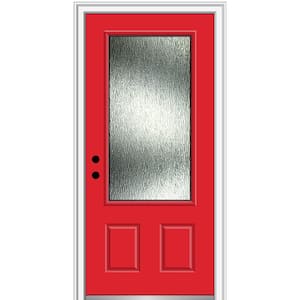 Rain Glass 36 in. x 80 in. Right-Hand Inswing Red Saffron Fiberglass Prehung Front Door on 4-9/16 in. Frame