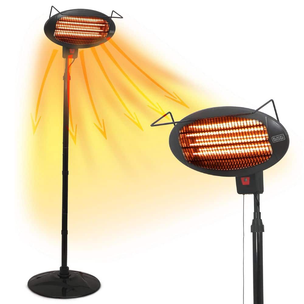 BLACK+DECKER Black Electric Patio Heater with Adjustable Tilt