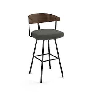 Quinton 25.25 in. Charcoal Grey Polyester/Black Metal Counter Stool