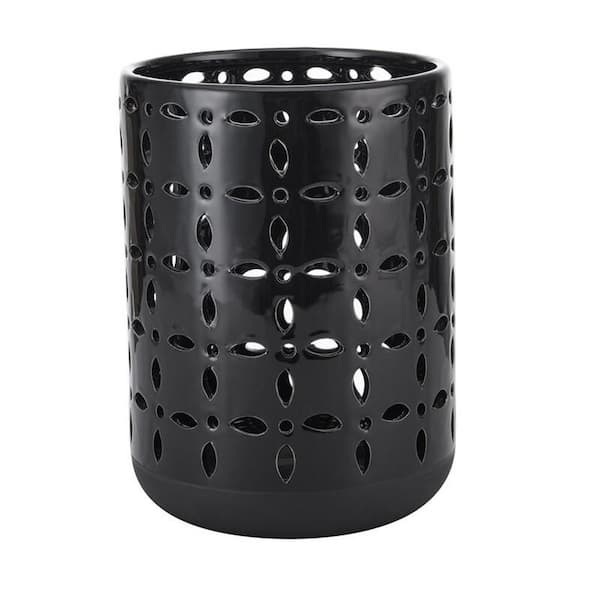 Elements 9 Inch Black Ceramic Cutout Vase