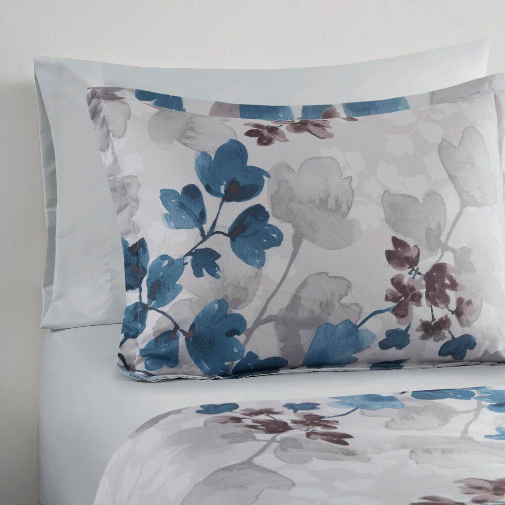 Twin Blue Floral Microfiber Bed in a Bag Set