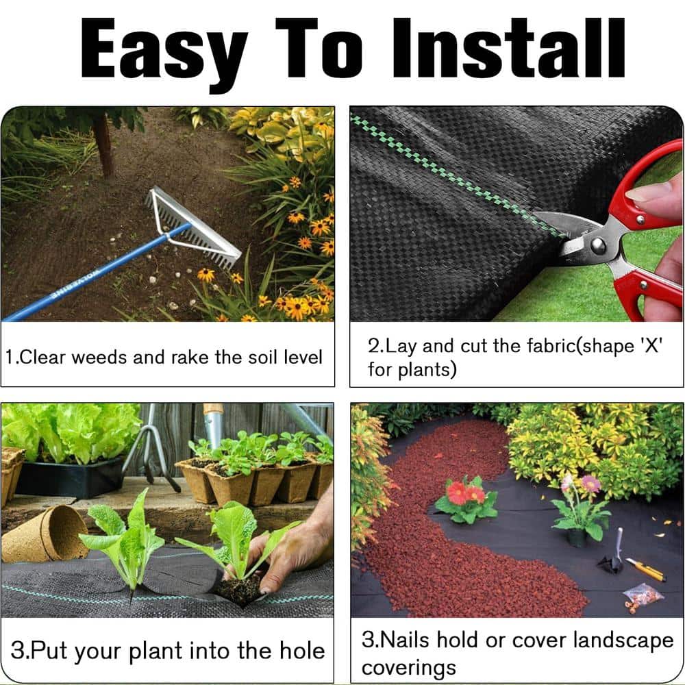 4ft x 100ft Black Heavy Duty Weed Barrier Landscape Fabric