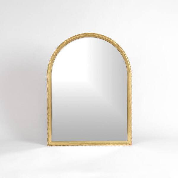 Best Home Fashion Medium Arch Gold Painted Wood Classic Mirror 40 In H X 30 In W Mirror Rr28 Golden The Home Depot