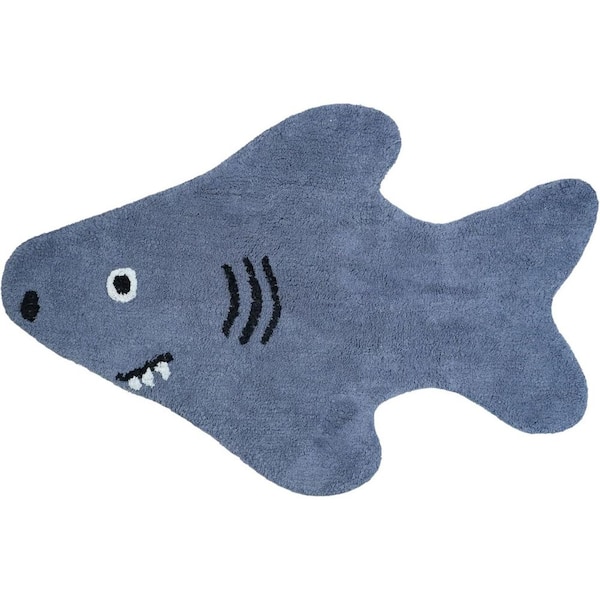 2 ft. x 4 ft. Dark Blue And White Shark Youthful Washable Area Rug